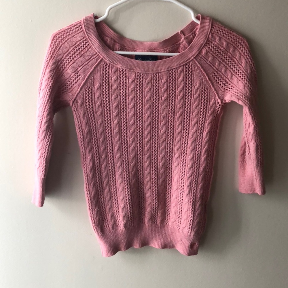 american eagle pink sweater